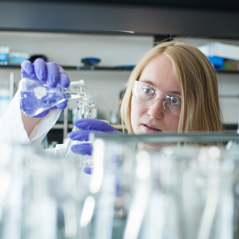 Student in the chemistry lab at UBC Okanagan